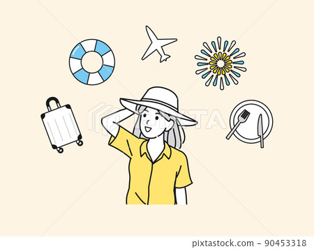 獨自旅行的年輕女子暑假 90453318