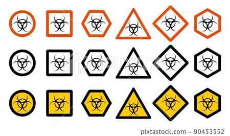 Industry concept. Set of different toxic hazard signs for your web site design, logo, app, UI. Chemical symbol isolated on white background. Dangerous area icons. Vector illustration. Industry concept. Set of different toxic hazard signs for your web site design, logo, app, UI. Chemical symbol isolated on white background. Dangerous area icons. Vector illustration. 90453552