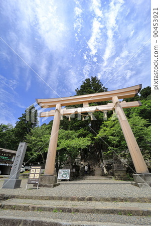 Torii of Togakushi Shrine that shines in the blue sky of Nagano Prefecture 90453921