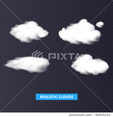 Set of realistic clouds on the transparent background Vector 90454203