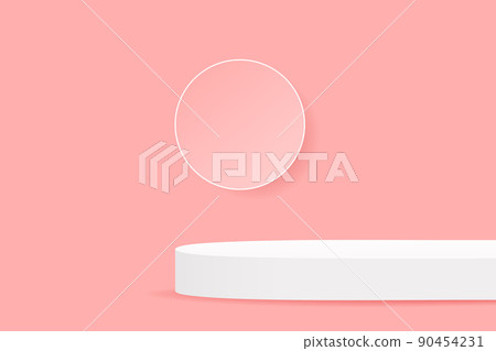 Realistic white podium on pink abstract background Realistic white podium on pink abstract background 90454231