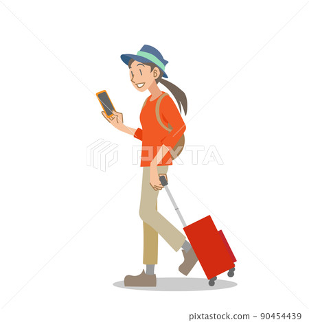 Japanese woman going on a trip with a carry bag 90454439