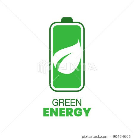 Green leaf and battery sign Green leaf and battery sign 90454605