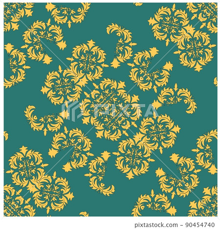 Damask element in classic style on white background. Royal template. Silhouette vector. Vector Damask element in classic style on white background. Royal template. Silhouette vector. Vector 90454740