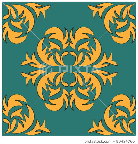 Damask element in classic style on white background. Royal template. Silhouette vector. Vector Damask element in classic style on white background. Royal template. Silhouette vector. Vector 90454760