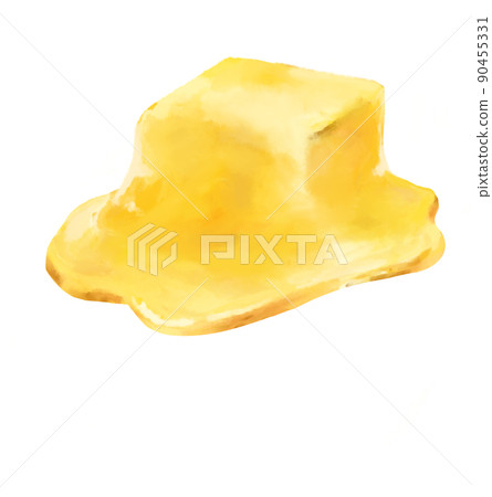 butter slpread melting watercolor illustration dairy product 90455331
