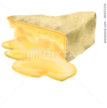 Brie cheese butter slice watercolor illustration dairy product 90455334