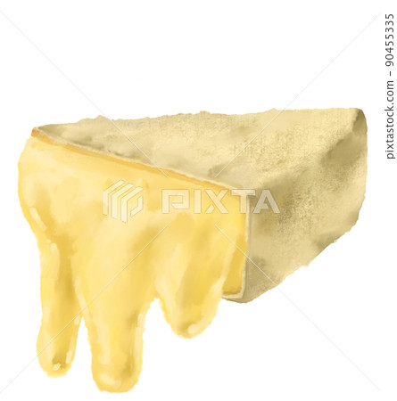 Brie cheese butter slice watercolor illustration dairy product 90455335