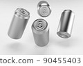 Aluminium beer and slim soda can mock up blank template. Juice, soda, beer jar blank isolated on white background. Aluminum can for design. Realistic aluminum cans. 3D rendering 90455403