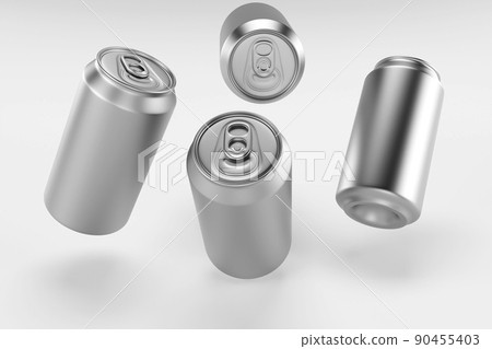 Aluminium beer and slim soda can mock up blank template. Juice, soda, beer jar blank isolated on white background. Aluminum can for design. Realistic aluminum cans. 3D rendering Aluminium beer and slim soda can mock up blank template. Juice, soda, beer jar blank isolated on white background. Aluminum can for design. Realistic aluminum cans. 3D rendering 90455403