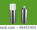Blank silver spray can isolated on white background, Aerosol Spray Can , Metal Bottle Can with green label. 3d rendering 90455405