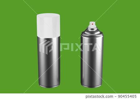 Blank silver spray can isolated on white background, Aerosol Spray Can , Metal Bottle Can with green label. 3d rendering Blank silver spray can isolated on white background, Aerosol Spray Can , Metal Bottle Can with green label. 3d rendering 90455405