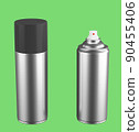 Blank silver spray can isolated on white background, Aerosol Spray Can , Metal Bottle Can with green label. 3d rendering 90455406