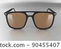 Realistic sunglasses isolated on white background. Trendy unisex eyeglasses for summer sunshine. Eyewear with gradient lens color. 3d rendering 90455407