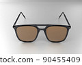 Realistic sunglasses isolated on white background. Trendy unisex eyeglasses for summer sunshine. Eyewear with gradient lens color. 3d rendering 90455409
