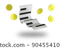 3D bill payment with white background and financial for online shopping, bill online payment. 3d rendering for business finance 90455410