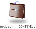 Brown Leather Businessman Briefcase on white Background with Shadow. 3D rendering 90455411