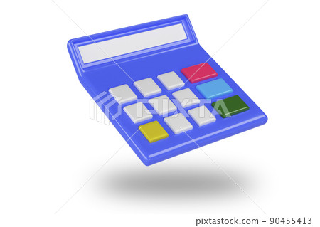 Flat Calculator Illustration With Shadow. Calculator on white background. 3d rendering 90455413
