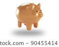 Hovering Piggy bank. Front view. Finance, saving money, pink piggy bank on white background. 3d rendering. 90455414