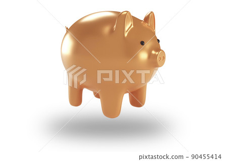Hovering Piggy bank. Front view. Finance, saving money, pink piggy bank on white background. 3d rendering. Hovering Piggy bank. Front view. Finance, saving money, pink piggy bank on white background. 3d rendering. 90455414