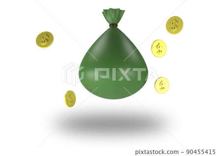 Money bags icon, money saving concept. Money bags on white background. 3d rendering 90455415