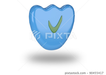 Protected guard shield concept. Safety badge color icon. Privacy colorful banner shield. Security label. Defense tag. Presentation shining sticker shield. Defense safeguard sign. 3d rendering 90455417
