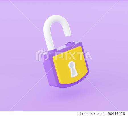 Open padlock 3d render illustration. Lock with... - Stock Illustration ...