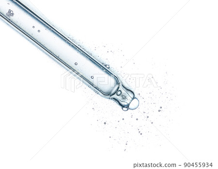 Cosmetic pipette with clear skincare serum isolated on white background top view Cosmetic pipette with clear skincare serum isolated on white background top view 90455934