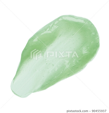 Green skincare gel jelly smear smudge with bubbles isolated on white background top view Green skincare gel jelly smear smudge with bubbles isolated on white background top view 90455937