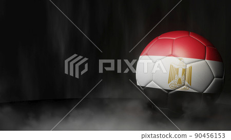 Soccer ball in flag colors on a dark abstract background. Egypt. 3D image. 90456153