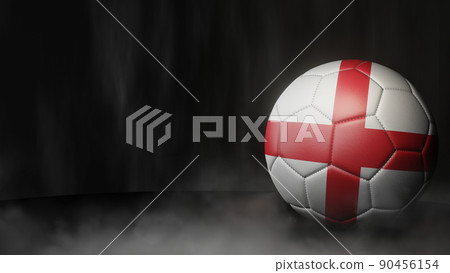 Soccer ball in flag colors on a dark abstract background. England. 3D image. 90456154