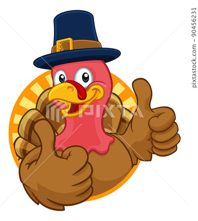 Turkey Pilgrim Hat Thanksgiving Cartoon Character Turkey Pilgrim Hat Thanksgiving Cartoon Character 90456231