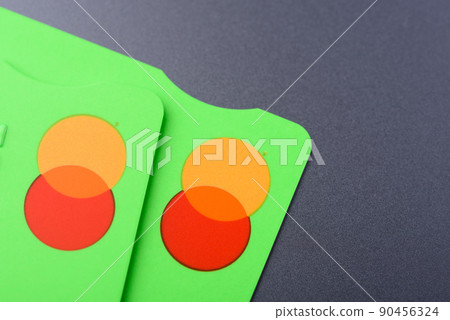 Close-up two MasterCard credit cards with new logo Close-up two MasterCard credit cards with new logo 90456324