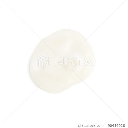 Sample of tasty organic yogurt isolated on white, top view 90456928