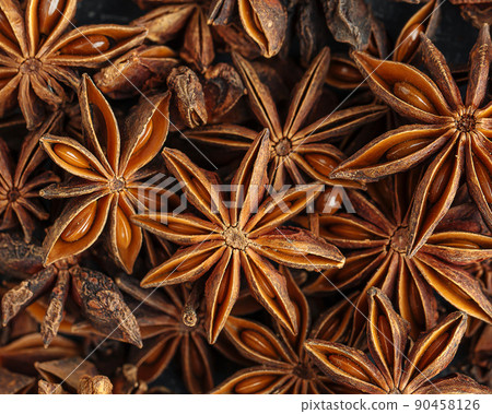 Closeup on star anice texture pattern Closeup on star anice texture pattern 90458126