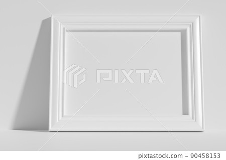 Horizontal rectangular photo frame on floor leaning at wall 90458153