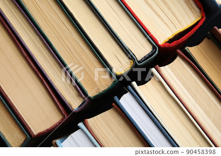 Many different hardcover books as background, top view Many different hardcover books as background, top view 90458398