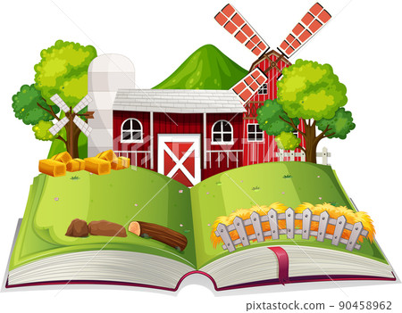 Book with scene of farm buildings in the farm Book with scene of farm buildings in the farm 90458962