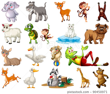 Set of animal cartoon character 90458971