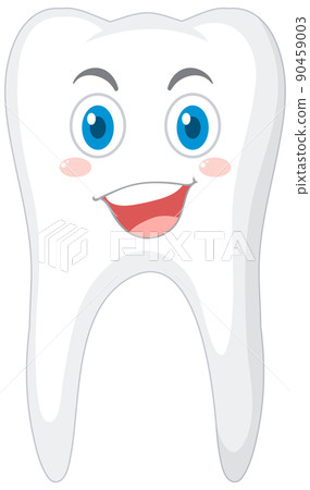 Happy strong tooth in gum on white background 90459003