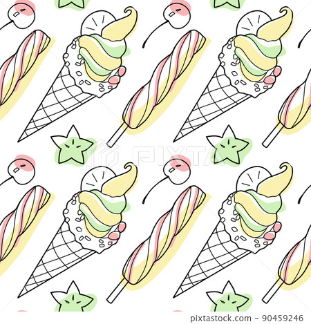 seamless pattern of sweets - ice cream vector 90459246