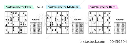 Collection Sudoku game with answers. Different complexity. Collection Sudoku game with answers. Different complexity. 90459294
