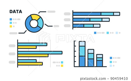 Illustration set of bar graphs and pie charts. Illustration set of bar graphs and pie charts. 90459410
