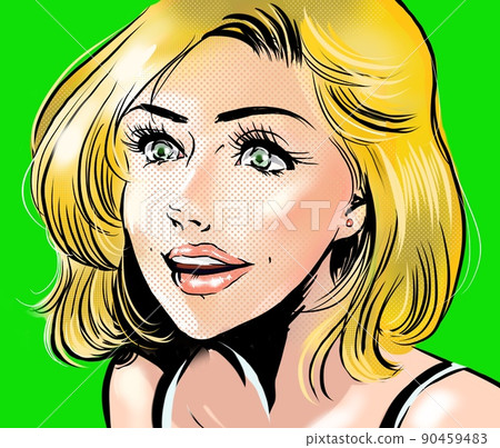 American comic style color illustration with a sexy blonde foreign beauty smiling American comic style color illustration with a sexy blonde foreign beauty smiling 90459483