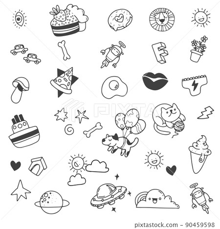cute hand drawn doodle vector set - Stock Illustration [90459598] - PIXTA
