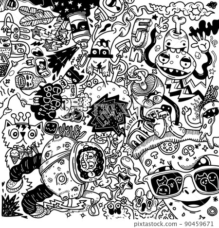 Abstract grunge urban pattern with monster character 90459671
