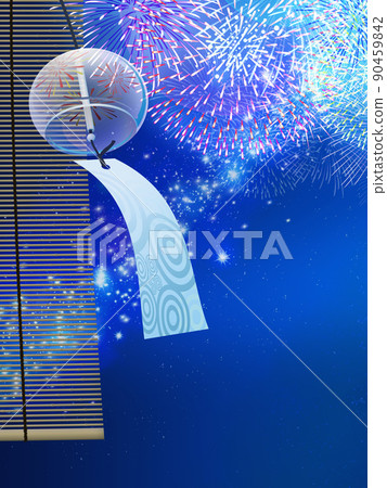 Summer festival fireworks display background material 90459842