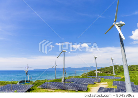 清潔能源太陽能發電和風力發電 90459862