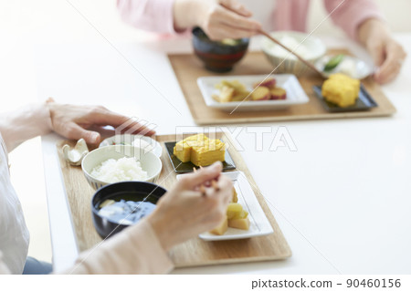 Meals for two women Breakfast Japanese food at hand Meals for two women Breakfast Japanese food at hand 90460156