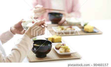 Meals for two women Breakfast Japanese food at hand Meals for two women Breakfast Japanese food at hand 90460157